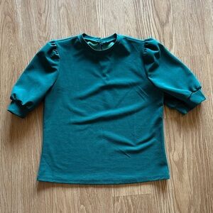 Elegant Emerald Women's work Top with puff sleeve